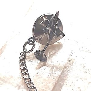 Silver Metal Martini Tie Tack ⛳ 19th Hole Flag